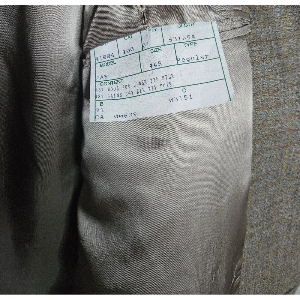Patrick James Men's Suit Jacket Blazer Sport Coat Wool Linen Silk Tan‎ Size 44R
